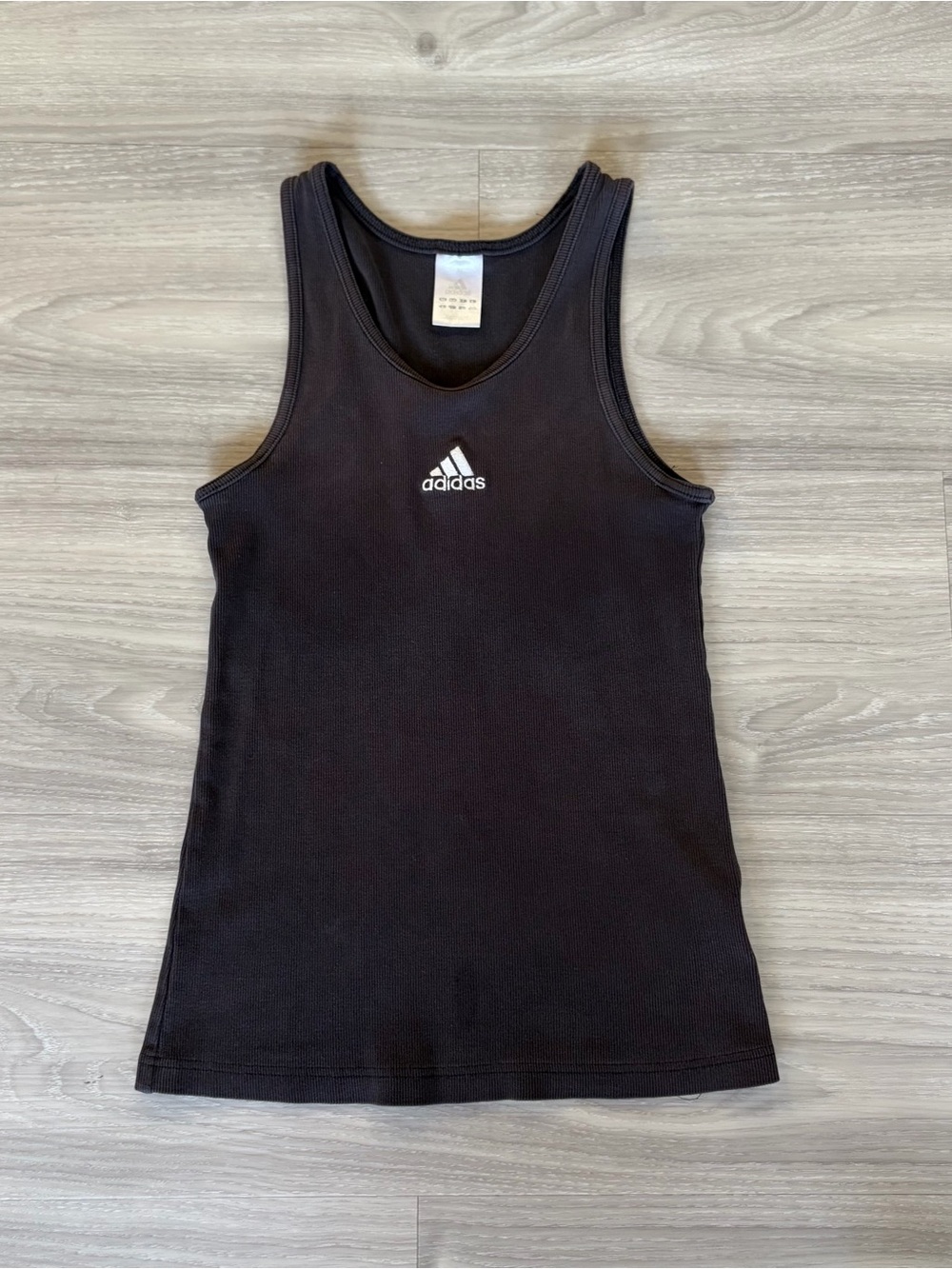 adidas Black Ribbed Logo Tank Top